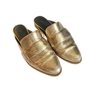 Rebecca Minkoff Gold Mika Mule/Slides Size 5.5